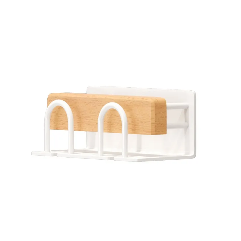 Wall Mounted Wood Electric Toothbrush Holder Punch-free Bathroom Organizer Shelf for Toothpaste Razor Cup