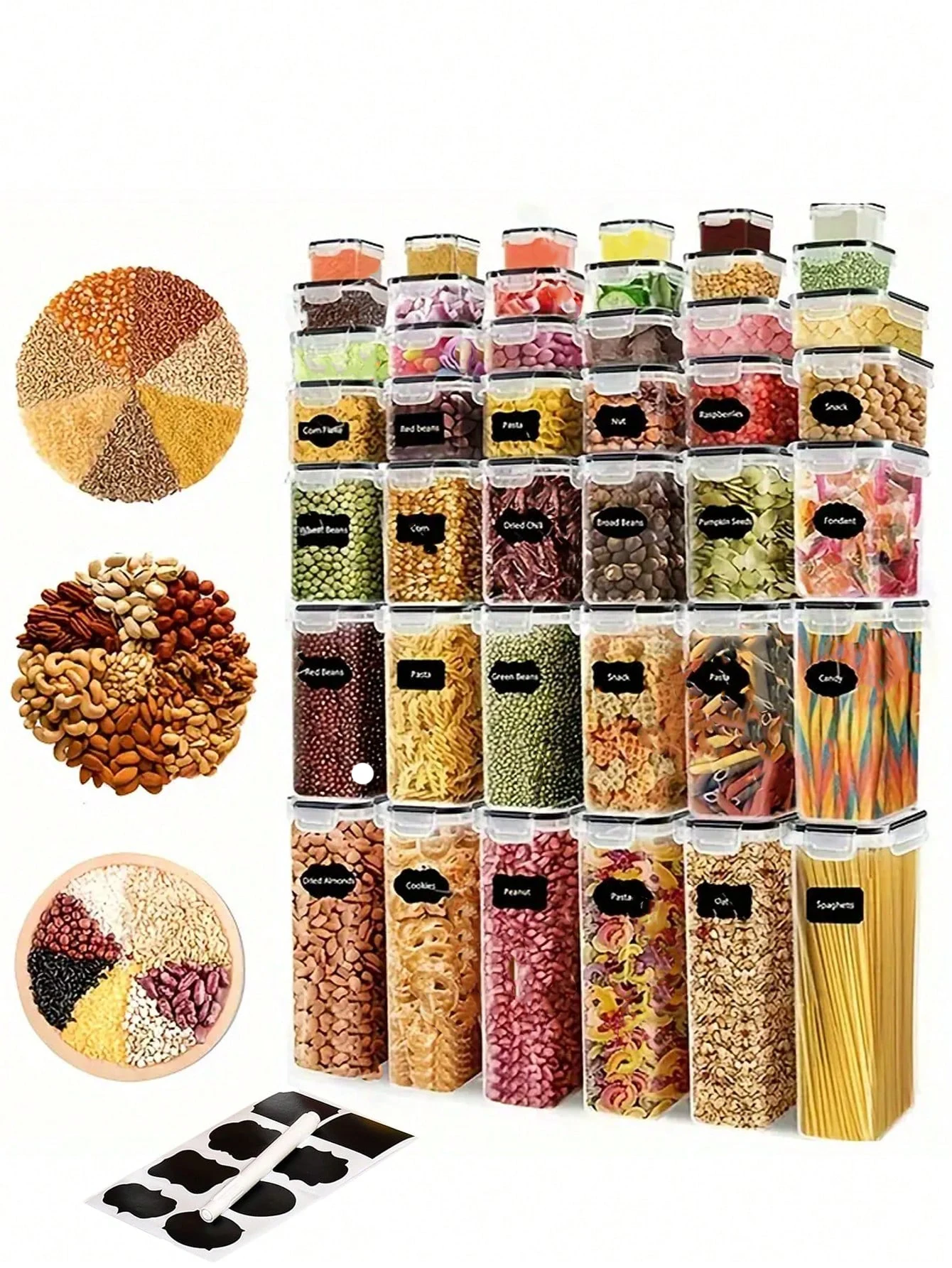 

24 шт. контейнеры для хранения продуктов питания, прозрачные влагостойкие герметичные коробки для свежести, подходят для домашнего использования на кухне