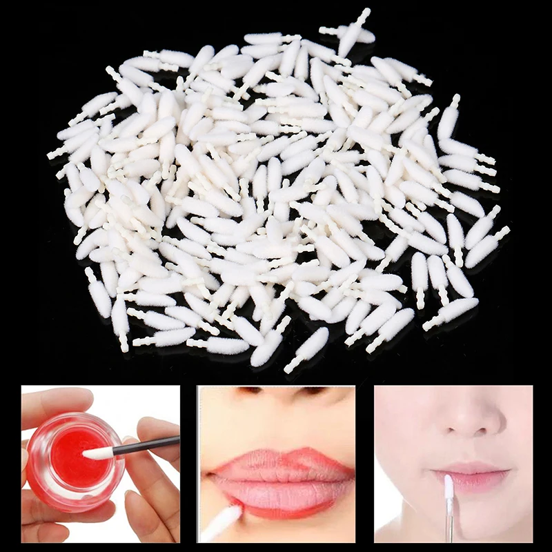 Disposable Lip Brush Cotton Head Replacement Head For Lipstick Applicator Makeup Tool For Eyelashes Extension