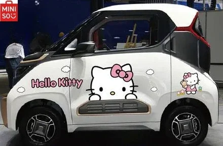 

MINISO HelloKitty Car Both Sides Cartoon Stickers Car Modification To Cover Scratches Disney Mickey Car Decoration Stickers