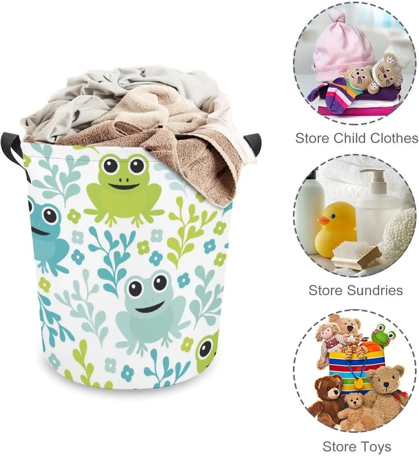 Cute Forest Frog Laundry Basket Animal Hampers For Laundry Dirty Clothes Bin Organizer Kids Room Frog Decor