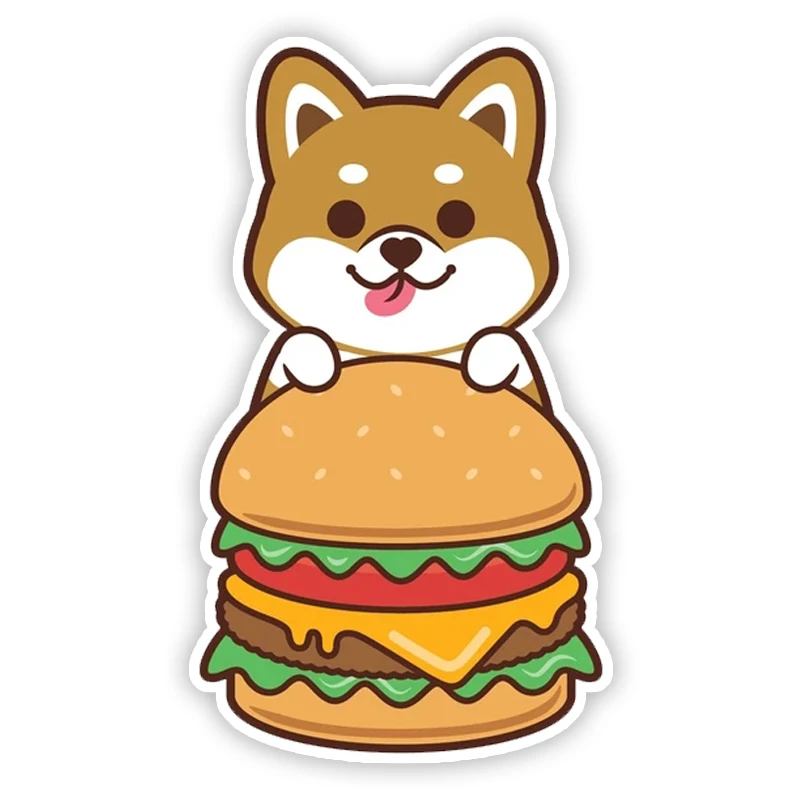 

A0163# 13 cm/17 cm Self-adhesive Decal Shiba Inu Burger Car Sticker Waterproof Auto Decors on Bumper Rear Window Laptop