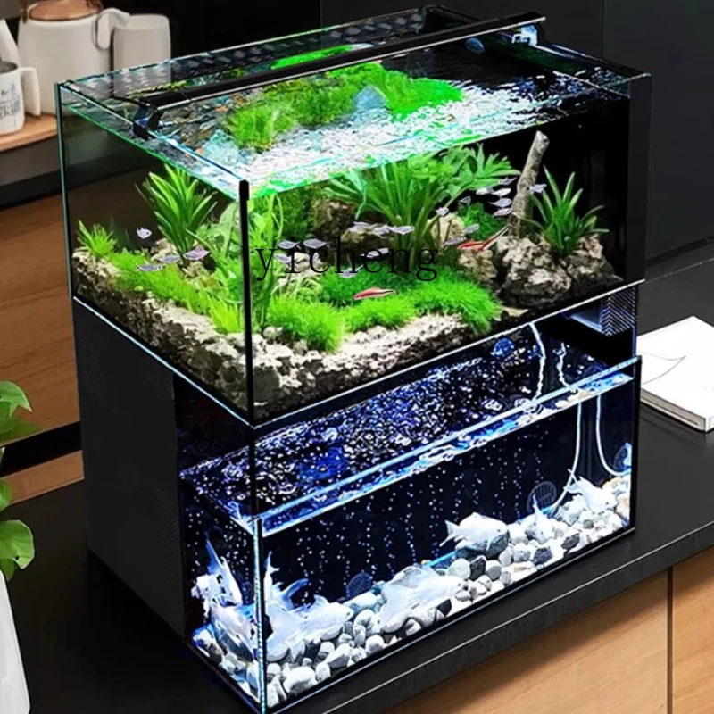 

ZC fish tank living room large home office ecological high-end ultra-white arowana tank landing