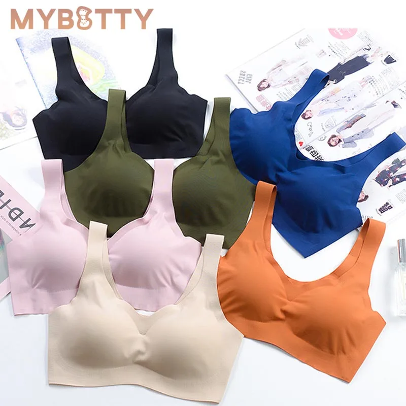 

MYBOTTY Seamless Bras For Women Underwear Latex Bralette Push Up Brassiere With Pad Vest Top Bra Intimate Comfortable Brassiere