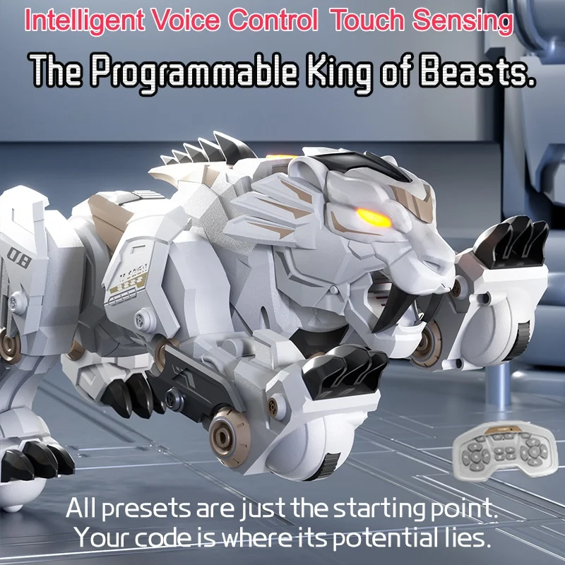 

Умный голосовой радиоуправляемый тигр-робот, электрическая игрушка-питомец с дистанционным управлением 2.4G, сенсорное управление, демонстрация одной кнопкой, имитация тигра