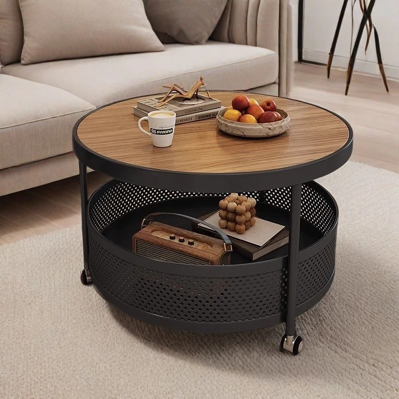 Simple style light luxury rock slab living room coffee table small apartment household round net red