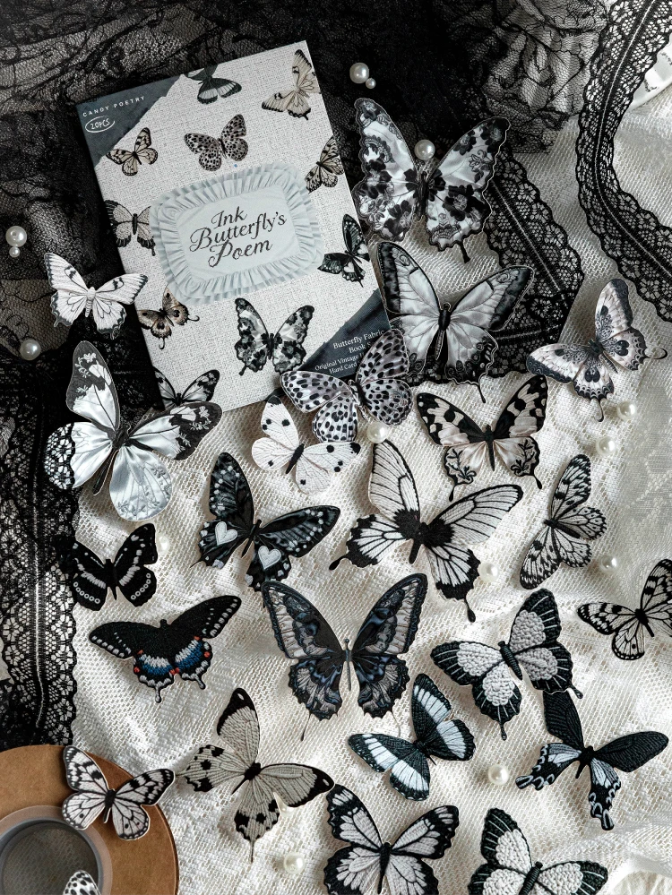 JIANQI 20 Stück/Packung Vintage Schmetterling Papieraufkleber DIY Dekorative Junk-Journal-Aufkleber für Scrapbook Etiketten Tagebuch Album Planer – Detail 18