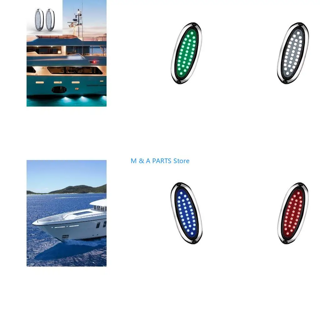 U1JF 30 LED High Brightness Underwater Light for Boats Stainless Steel 316 Construction IP68 Waterproof Rating Low Resistance