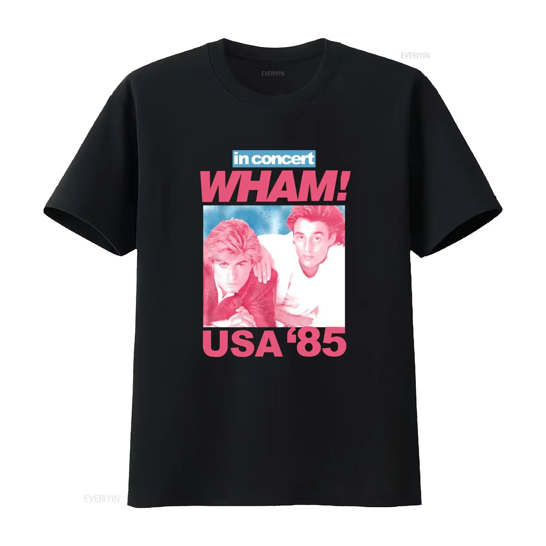 Vintage Wham George Michael USA Tour 1985 Concert Cotton T Shirt Full Size White vintage Washed Breathable Versatile Stretched