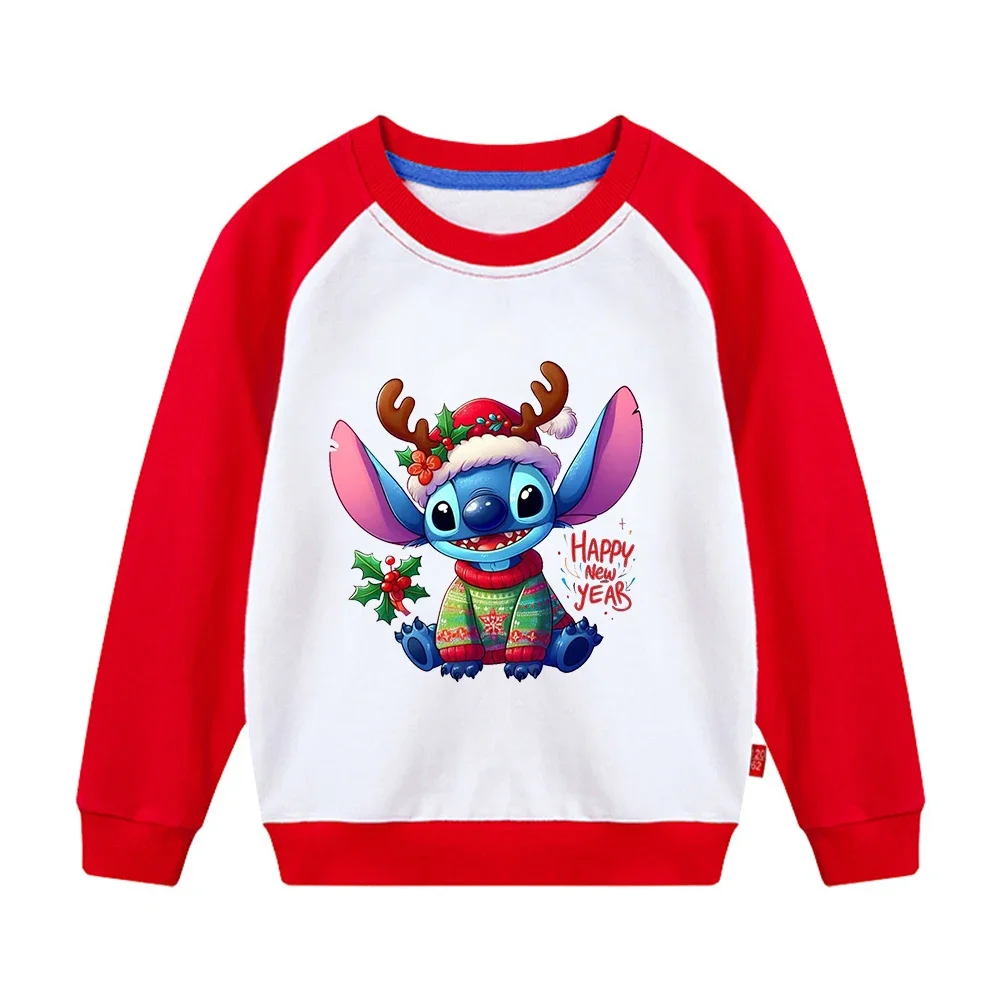 Disney stitch esportes moletom manga camiseta manga comprida camisa base bloqueada retro cor bloco carta impressão base solta criança topo