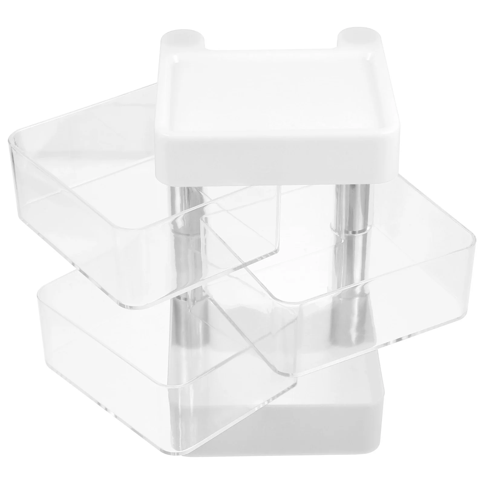

4 Layer Rotating Clear Jewelry Box White Multi Layer Transparent Container Jewelry Earring Hairpin Storage ganizer