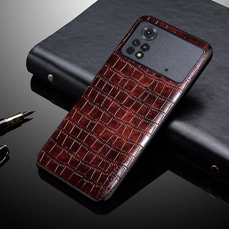 Xiaomi Poco X4 Pro X4 용 고급 악어 가죽 케이스 poco x4 NFC pro 전화 케이스 용 nfc 5G 프리미엄 슬림 피트 PU 뒷면 커버