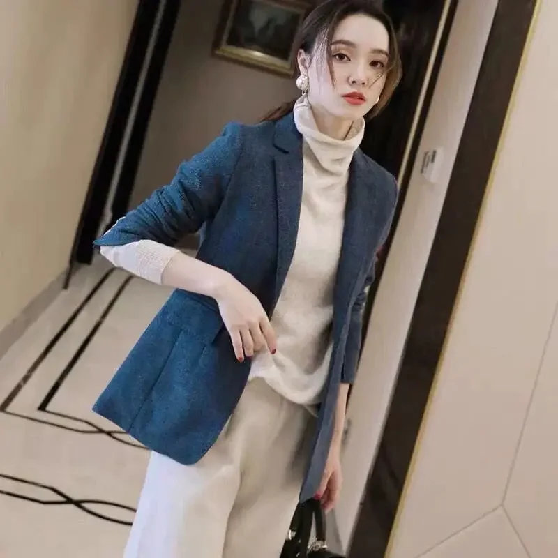 

Long Sleeve Coats for Women Slim Blazer Woman Skinny Solid Outerwears Fashion 2025 Korean Popular Clothes New In Trend Jacket