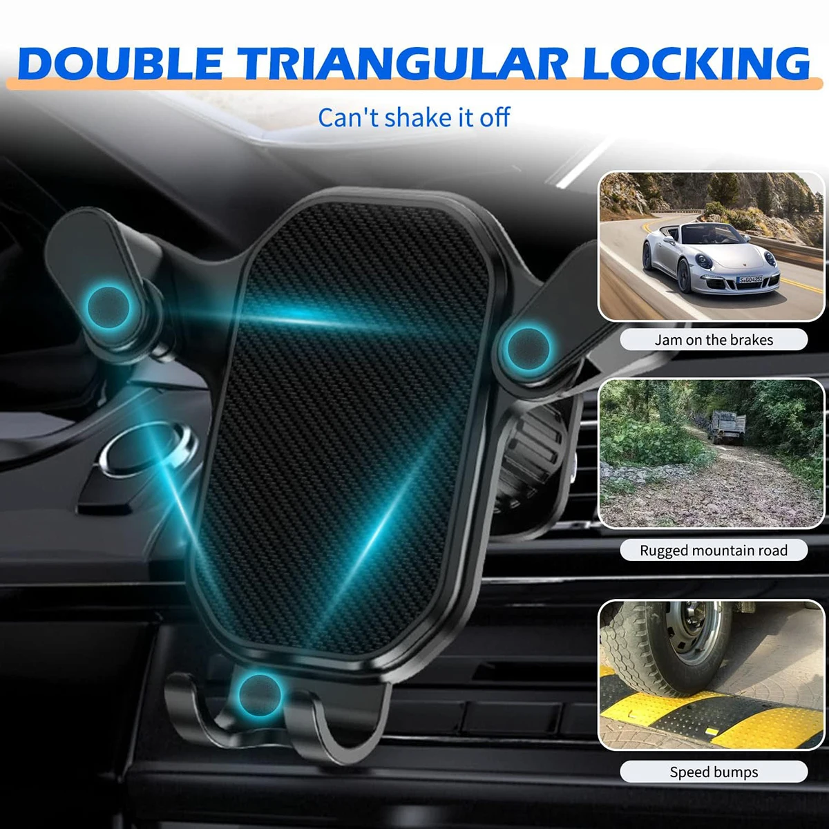 【New】Car Phone Holder, Vent Adjustable Car Phone Holder, Firm Grip and Anti-Slip Phone Navigation Holder for Most Cell Phon
