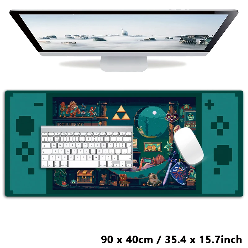 Pixel Nostalgia Retro Class Video Games ZD Link XXL Mouse Pad Large Computer Laptop Non-slip Keyboard Desk Mats Mousepad