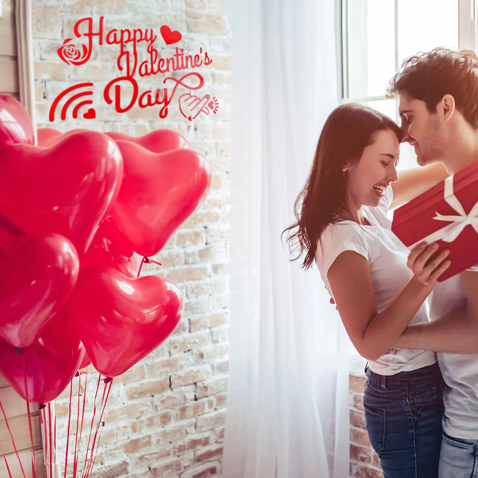 

5pcs Wedding Diy Stickers Red Durable Pvc Party Home Decoration Creative Balloon Decal Balloon Paster Supply Party Stickers