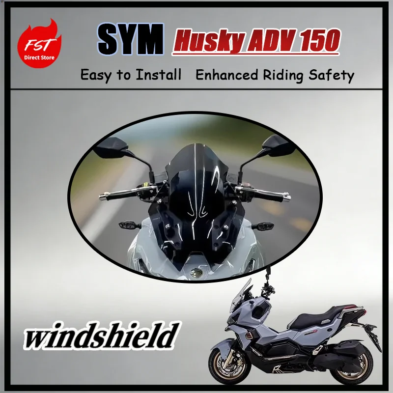 FOR Modified Racing Combat Front Wind Glass for SYM Husky ADV 150, Firm Vibration Resistant Stable Mounting Structure
