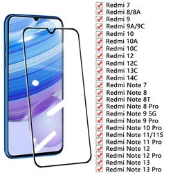 Full Tempered Glass for Xiaomi Redmi 7 8 8A 9 9A 9C 10A 10C 12C 13C 14C Screen Protector For Redmi Note 7 8 9 10 11 12 13 Glass