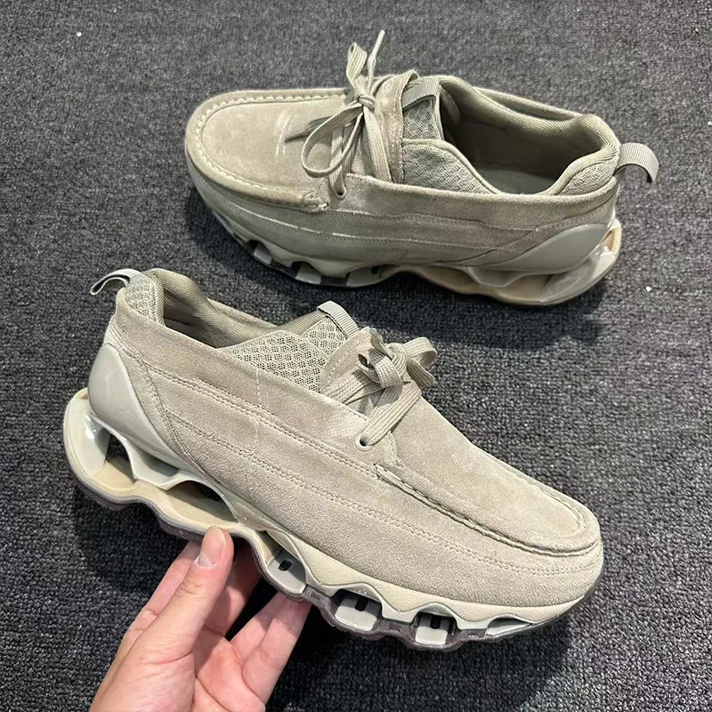 

2026 new spring Korean version round toe lace up simple style high sole small leather shoes fashionable casual shoes
