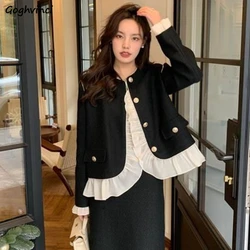 Sets Women Elegant Gentle Lovely Ladies Simple Slim Korean Style Patchwork Mujer Cozy Popular Ins Hot Sale Basic Design Solid