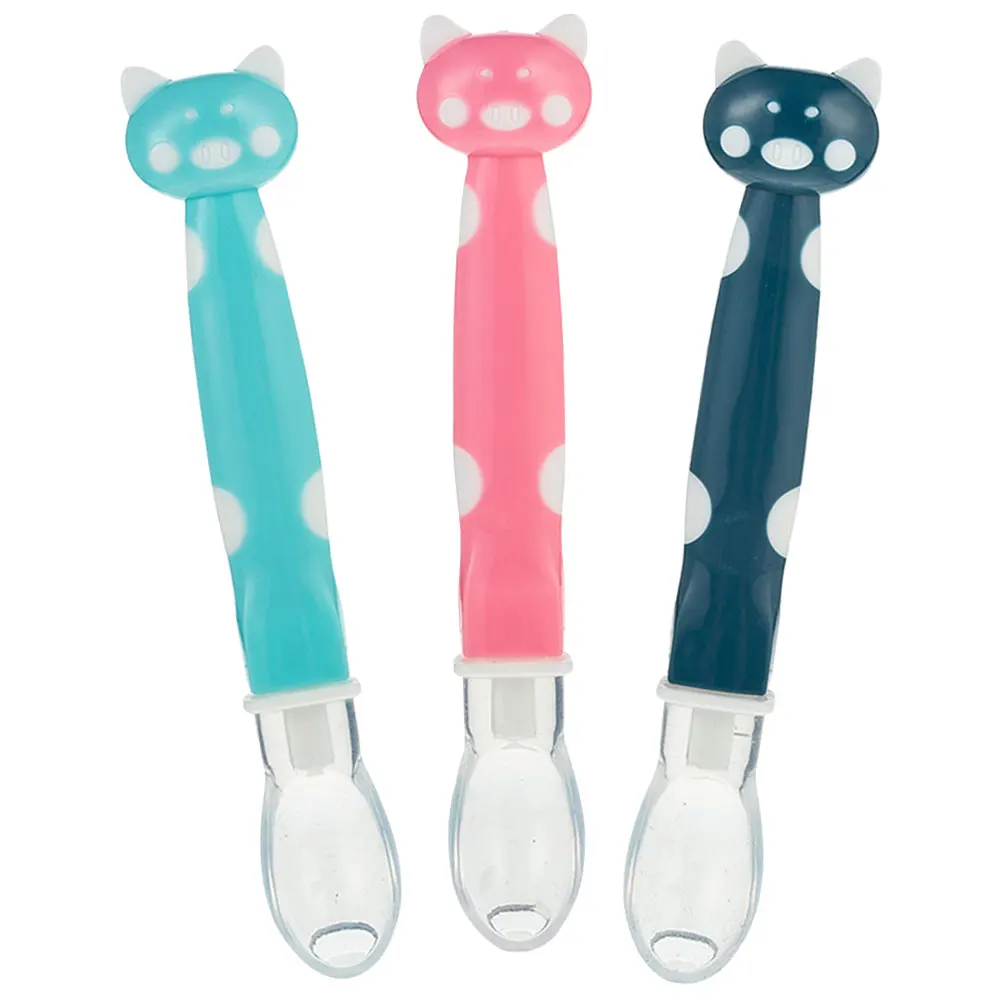 

3 Pcs Silicone Spoon for Baby Feeding Training Scoops Tableware Toddler Infant Tasteless Wear Resistant Break Resistant Non
