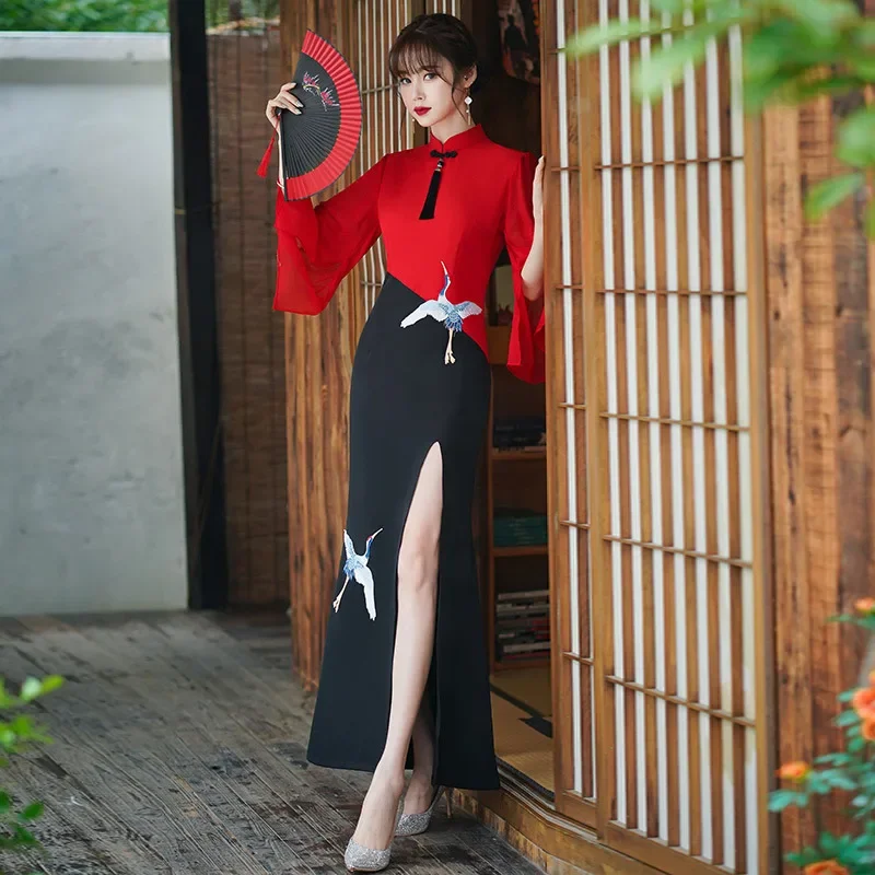 

Модный показ Qipao 2025 Новое классическое улучшенное платье большого размера для молодых сценических выступлений Qipao