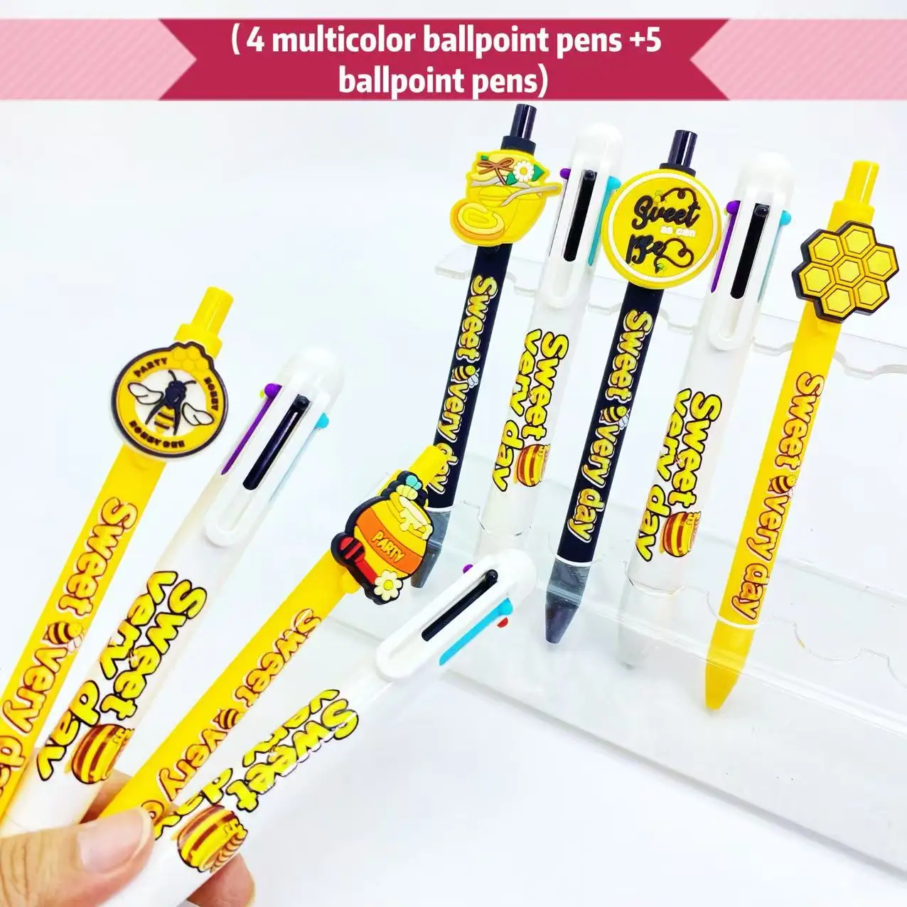 

Набор ручек для письма студентов серии Bee, 9 шт., комбинированная разноцветная ручка с нашивками (5 шариковых ручек + 4 разноцветных шариковых ручки) Cr