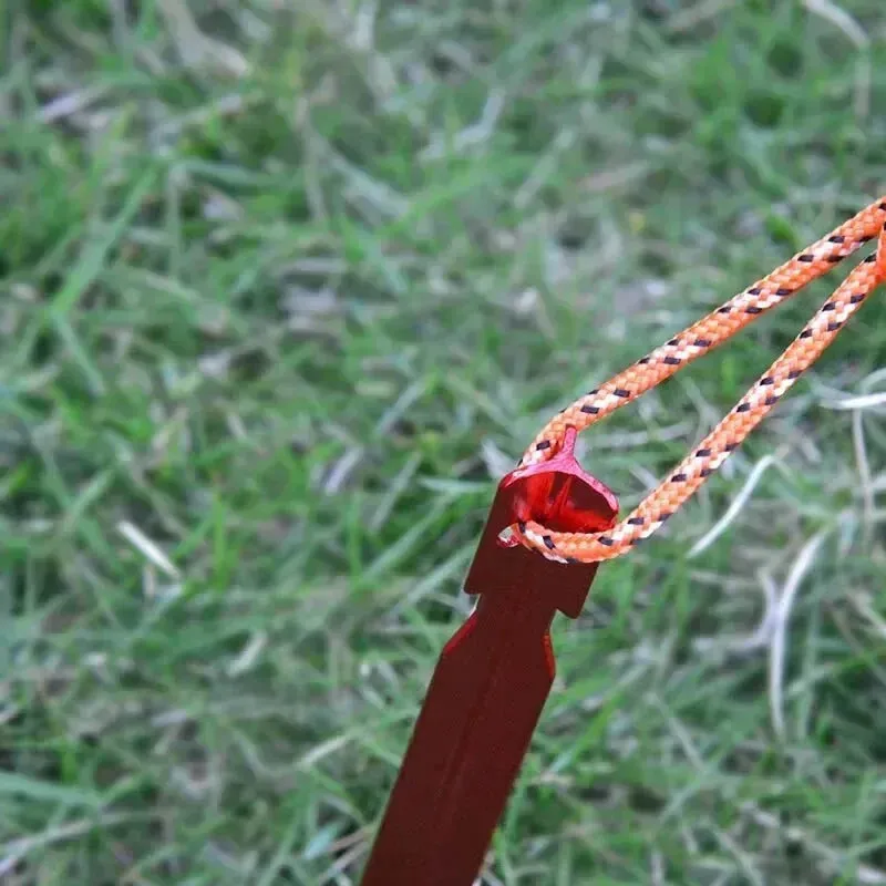 10pcs/Set Aluminum Alloy Ultralight Tent Pegs 18cm Outdoor Camping Ground Nail Reinforce Tent Stakes with Wind Rope Storage Bag