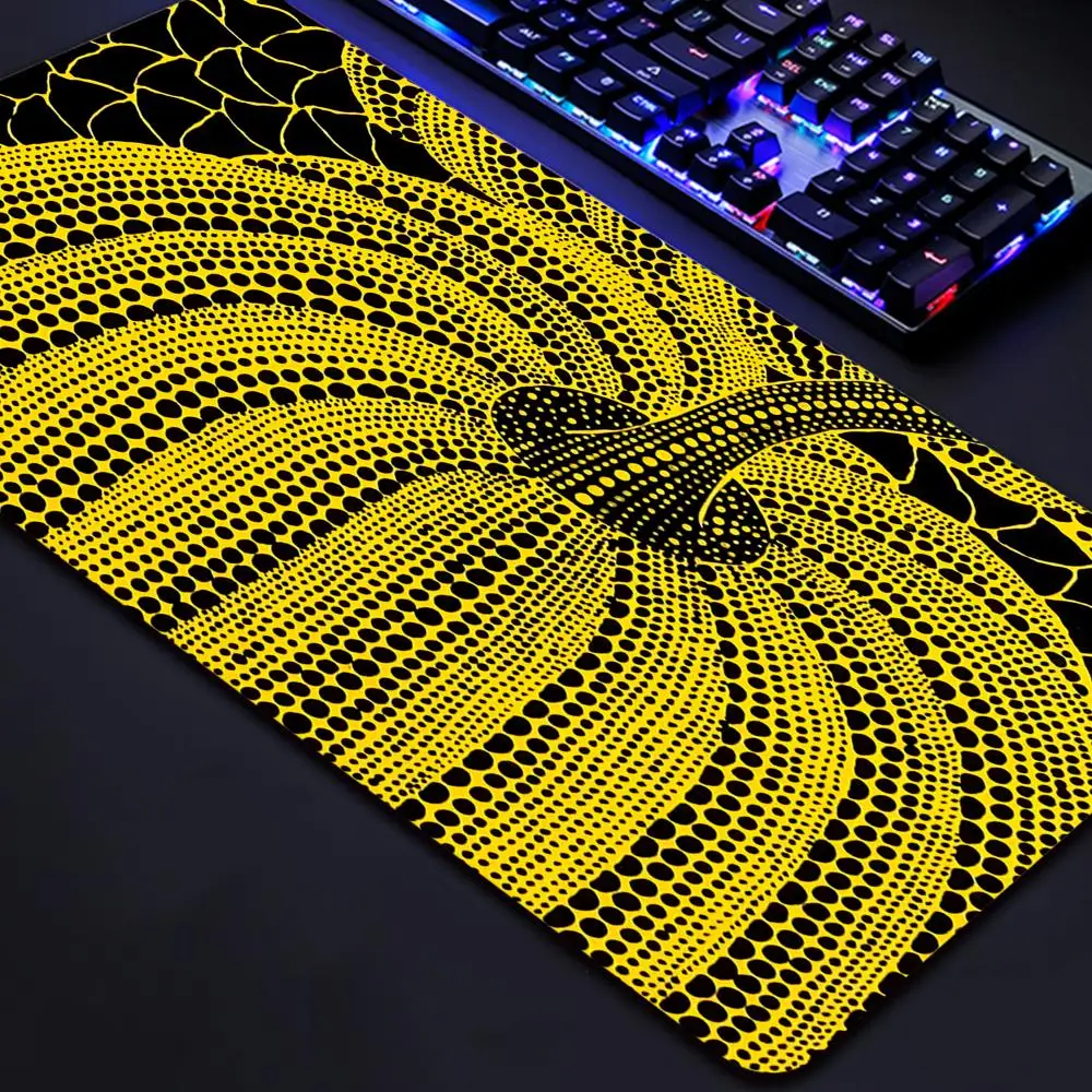 YAYOI KUSAMA Pumpkin Art Mousepad girl pad Mat Rubber Gaming mousepad Desk Mat Size for large Edge Locking Game Keyboard Pad