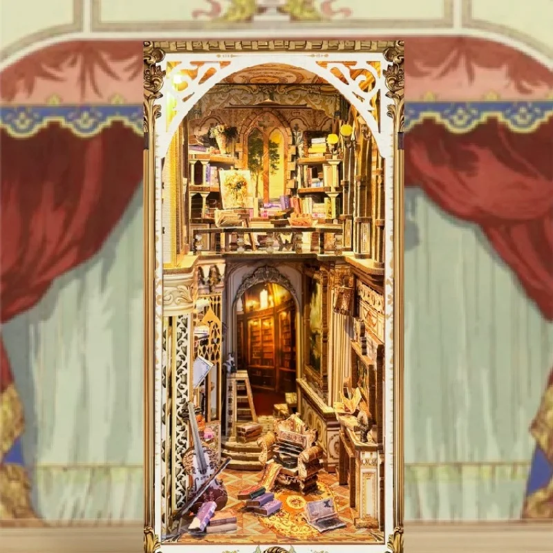 OUZEY Kit de bricolaje de sujetalibros de patio oriental - Modelo de jardín Zen de madera 3D y decoración de estante creativa para adolescentes