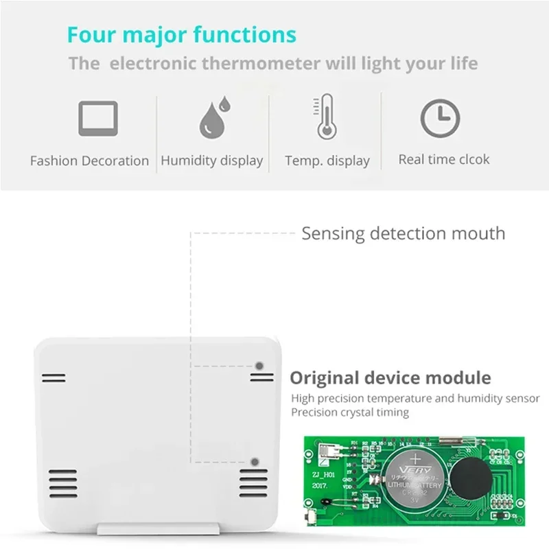 LCD Screen Multifunction Thermometer Hygrometer Automatic Electronic Temperature Humidity Monitor Clock 3.2inch Large