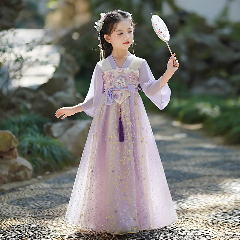 

Cute Girl Carnival Cosplay Costume Chinese Kids Hanfu Dress Ancient Traditional Child Hanfu Dance Perform Dress Christmas Gift