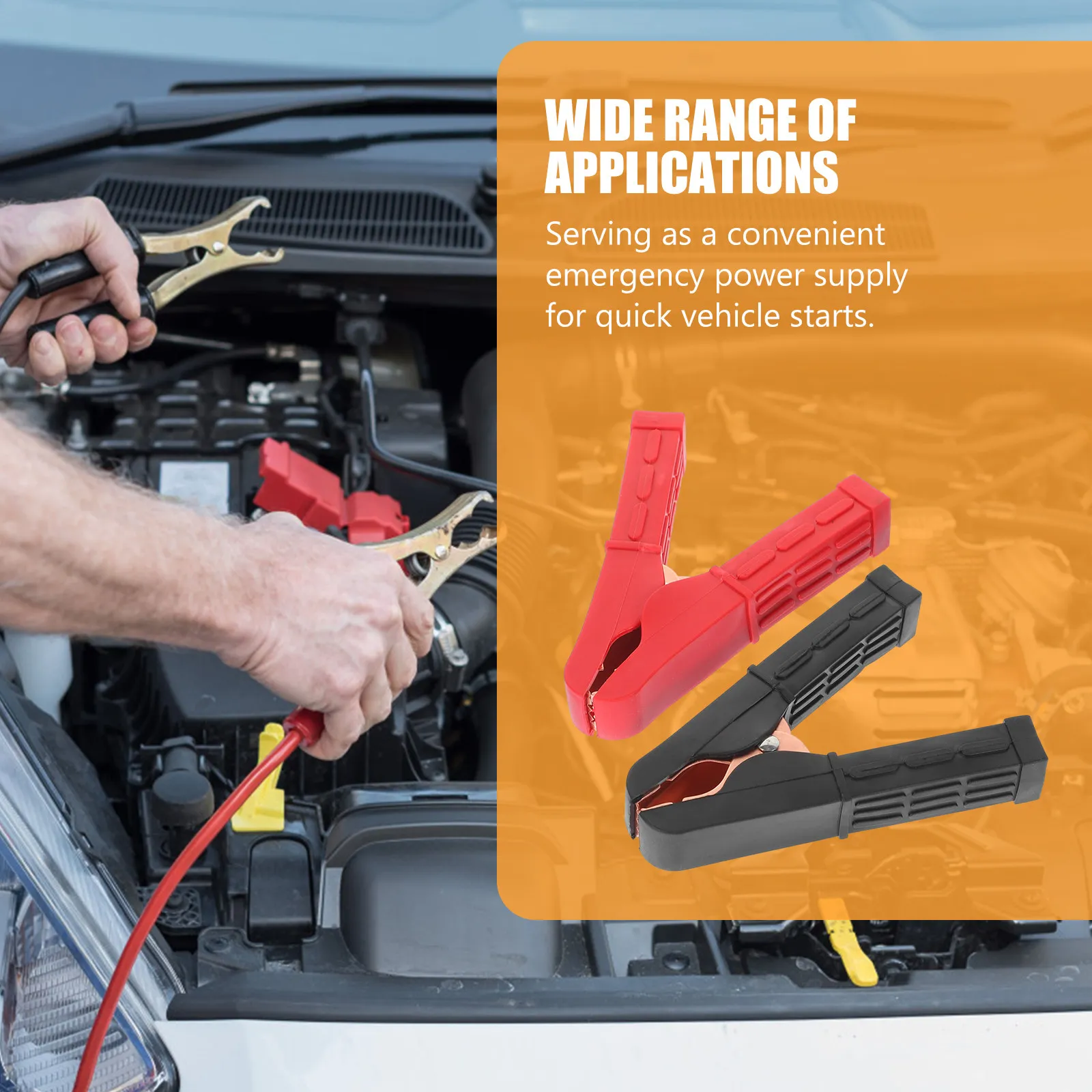 

2Pcs Jumper Cable Clamps for Car Solid Construction Electrical Test Clips Easy Connection for Most Models