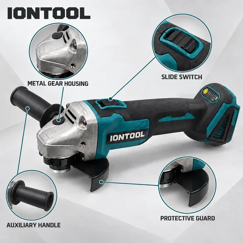 IONTOOL Cordless Angle Grinder 100mm M10 10000RPM for DIY Cutting Grinding and Multi Material Processing
