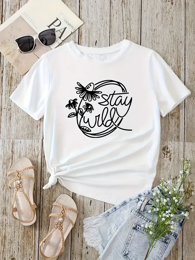 Family Cruise Letter Printed T-Shirts Creative Design Women's Summer Fashion Cute Casual Round Neck Short Sleeved Clothing