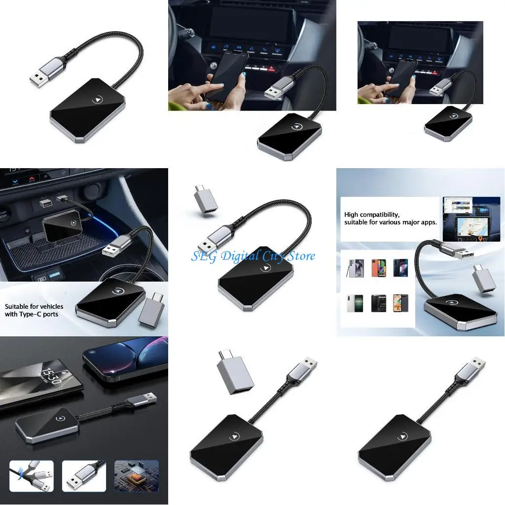 

U75B Car Play Wireless Adapter for Factory Corded Car Play Upgraded Dongle Converts Corded to Wireless for Car Phone
