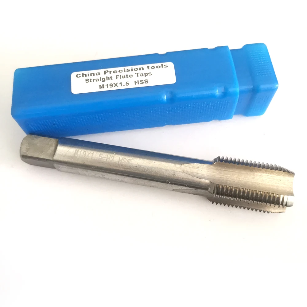 HSS Right hand Male Machine threaded tap M19 Fine screw straight flute plug taps M19X2 M19x1.5 M19x1.25 M19x1 M19 x0.75 x0.5