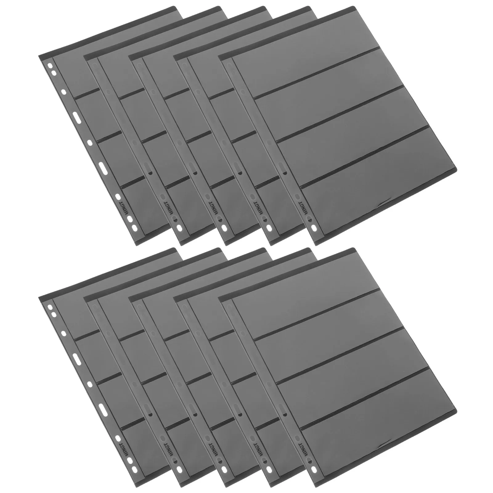 

10 Sheets Standard Stamp Loose-Leaf Transparent Pages Storage Holder for Stamp Collecting Supplies Card Organizer