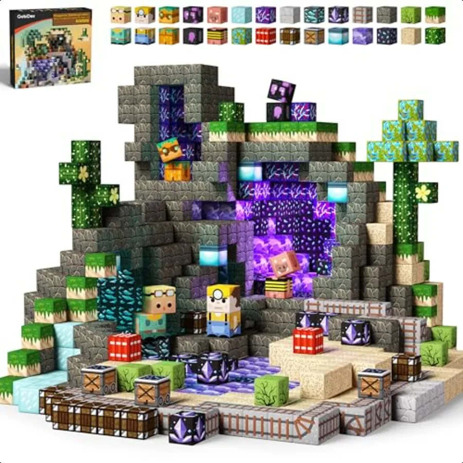 

GobiDex 100 шт. магнитные строительные блоки GameBased Build Magwonder World с магнитом, строительные игрушки STEM, сенсорный подарок для мальчика