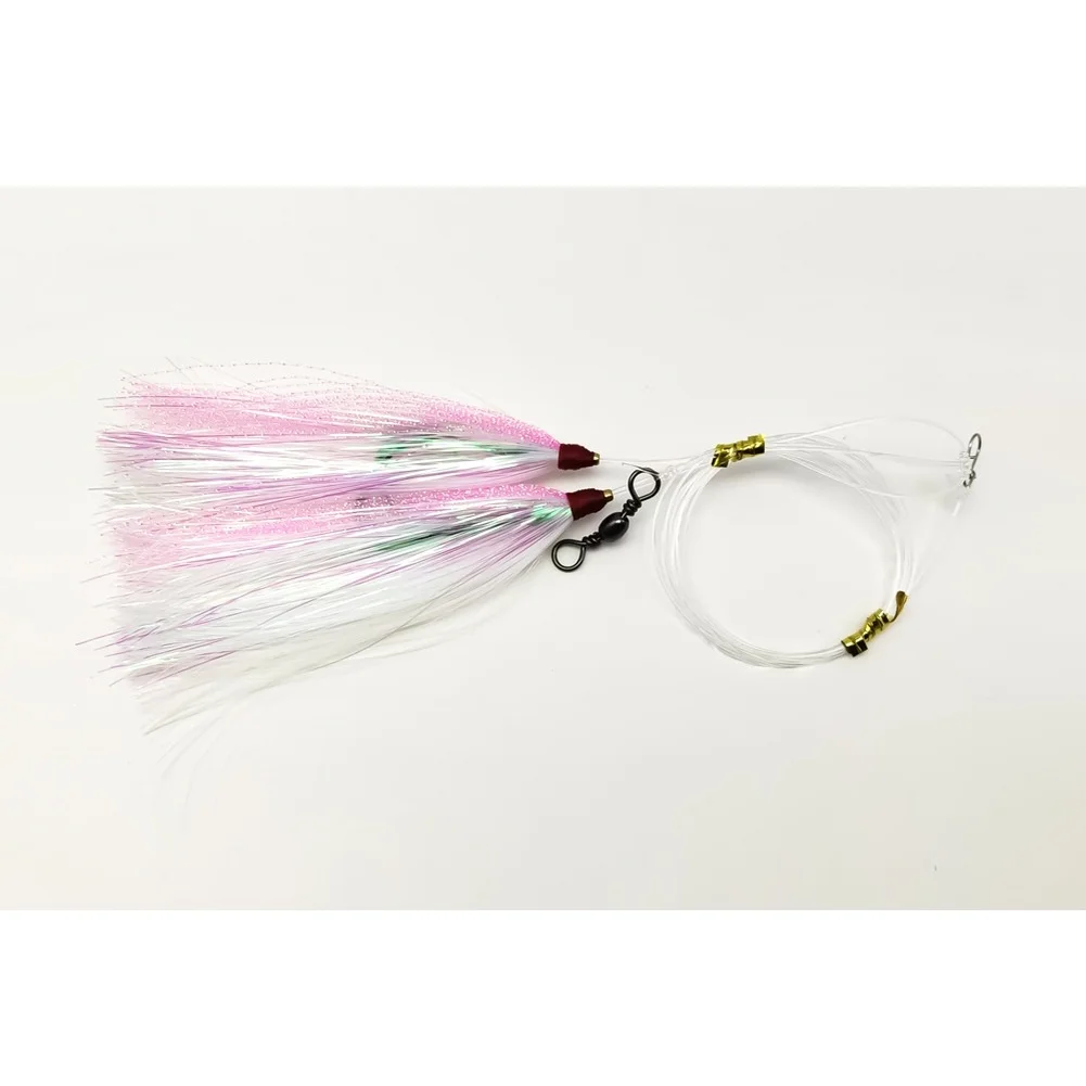 Longline 135cm UV Fishing Hook Offshore Trolling Pointed Barbs Reflective UV Thread Barbed Hook Points For Boat Fishing
