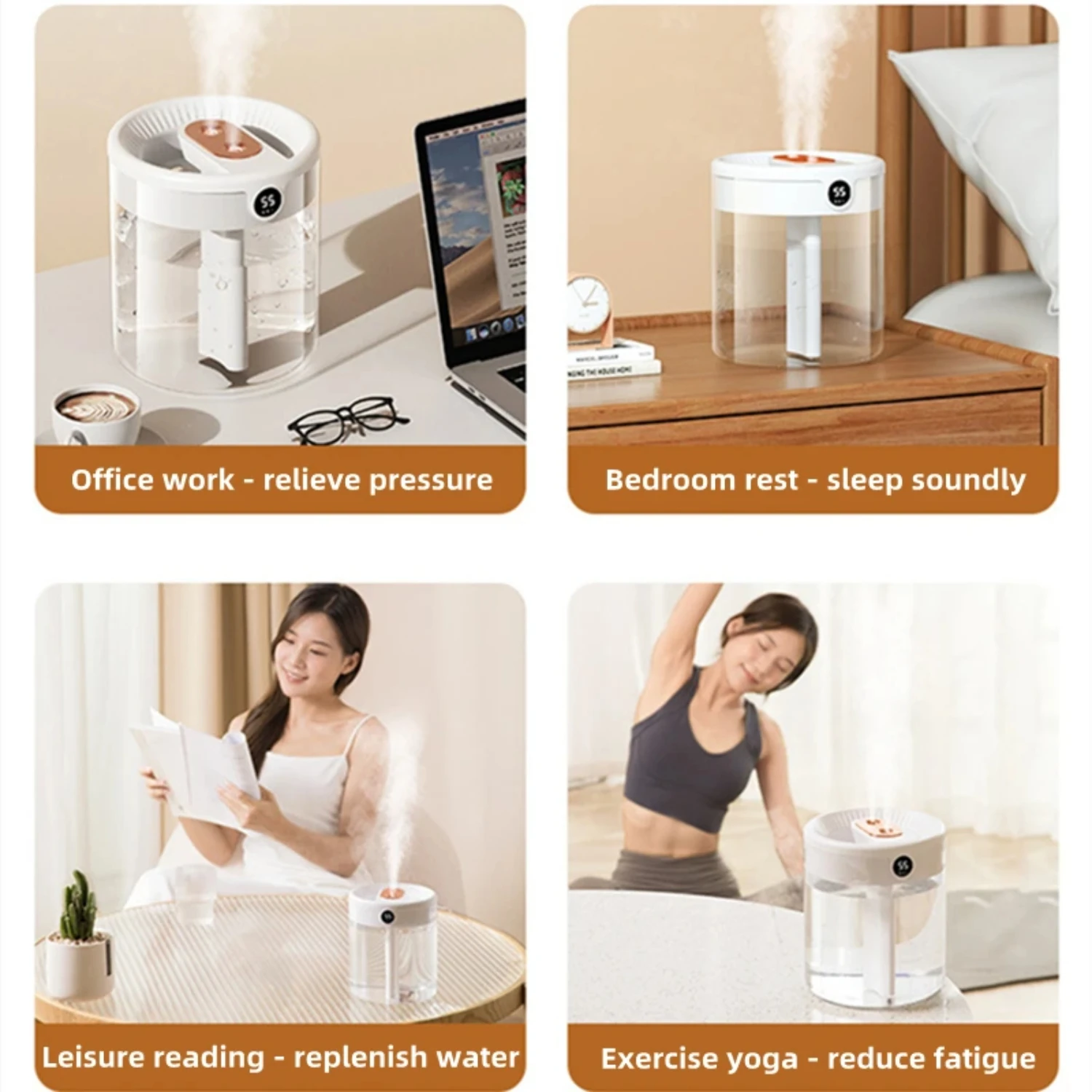 Umidificador de Ar Ultrasonic Cool Névoa com Difusor de Óleo Essencial, Conveniente Silencioso e Refrescante, LED, Capacidade 2000ml, Novo