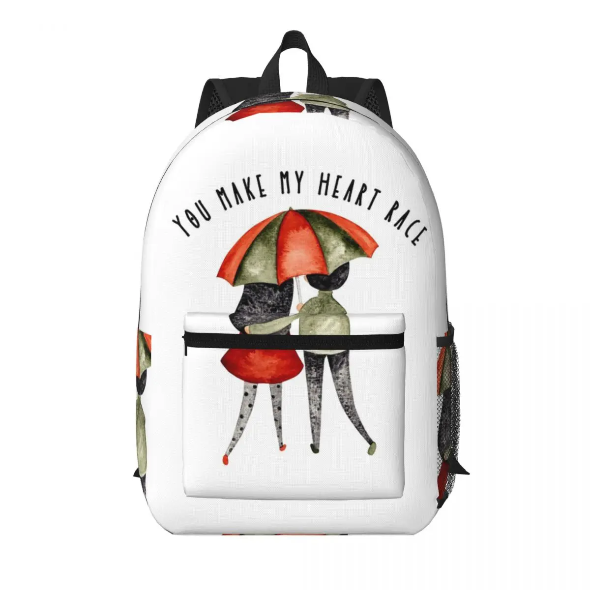 You Make My Heart Race- Pibubear Student Backpack School Bag Hiking Travel Daypack for Boys Girls Bookbag Shoulder Bags