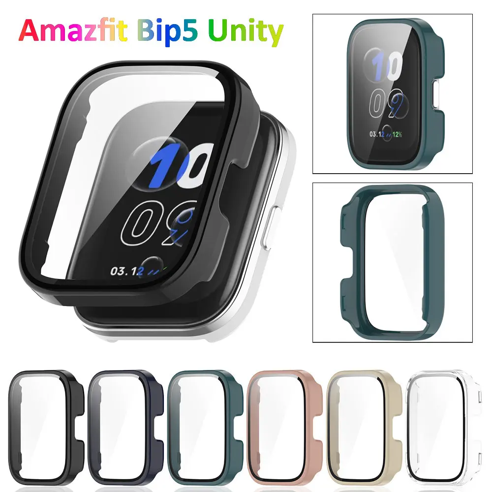 เคสป้องกันนาฬิกาสำหรับสมาร์ทวอทช์ Huami Amazfit Bip5 Unity กันกระแทกแบบเต็มหน้าจอฟิล์มนิรภัย PC