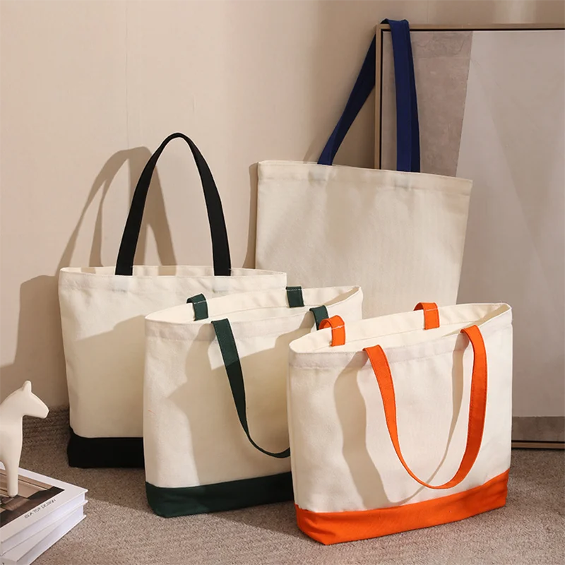 

Customizable Women's Canvas Bag 2025 New Minimalist Large Capacity Shoulder Handbag Versatile Korean Style Commute Shopping Tote