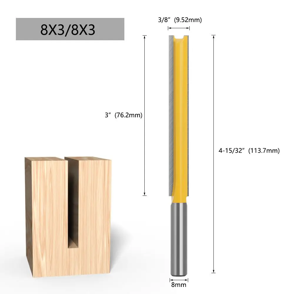 

Сверхдлинная прямая фреза с желтым хвостовиком 8 мм — твердосплавная фреза с двойной канавкой для обработки долбежей и гравировки