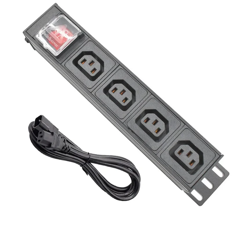 

Network Rack PDU aluminium alloy Power Strip 4 Ways C13 output socket With SPD 2m extension cable C14 interface