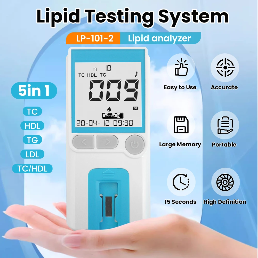5-in-1 Blutfettmessgerät oder Teststreifen HDL TC TG LDL TC/HDL Triglycerid Cholesterin Testkit Blutfettprofil-Analysator