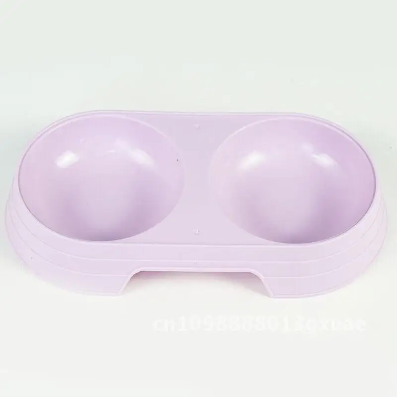 Zestaw misek dla psów i kotów o podwójnym zastosowaniu, łatwy w czyszczeniu, okrągła plastikowa miska dla zwierząt odporna na uderzenia na wodę i karmę, różowa, niebieska, beżowa, fioletowa.