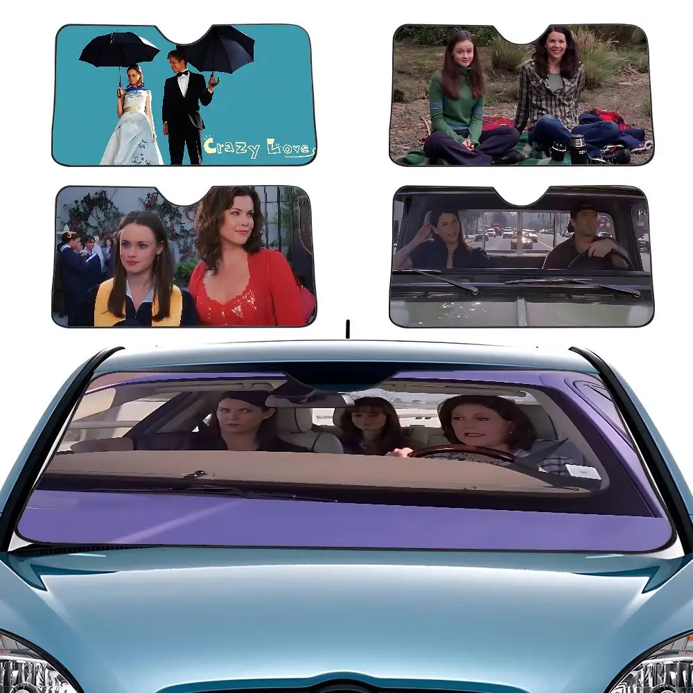 Protetor Solar para Carro TV G-Gilmore G-Girls, Visor para Para-brisa Frontal 70x130cm, Protetor Solar com Estampa Xadrez, Presente Inovador para Carro