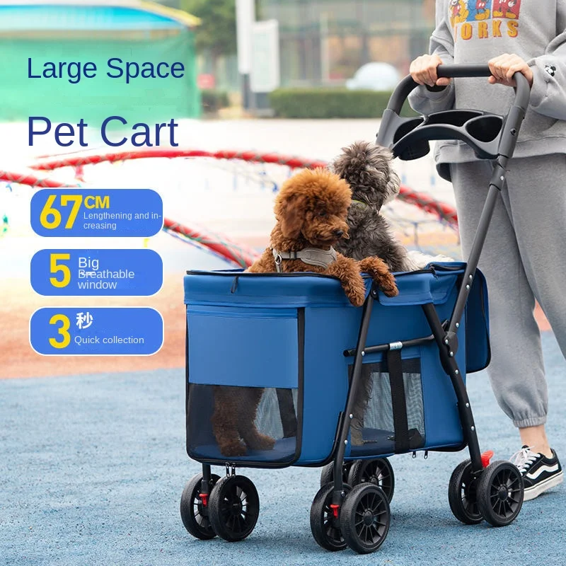 Medium and Large Dog Pet Cart Dog Cat Teddy Trolley Out Small Pet Cart Lightweight